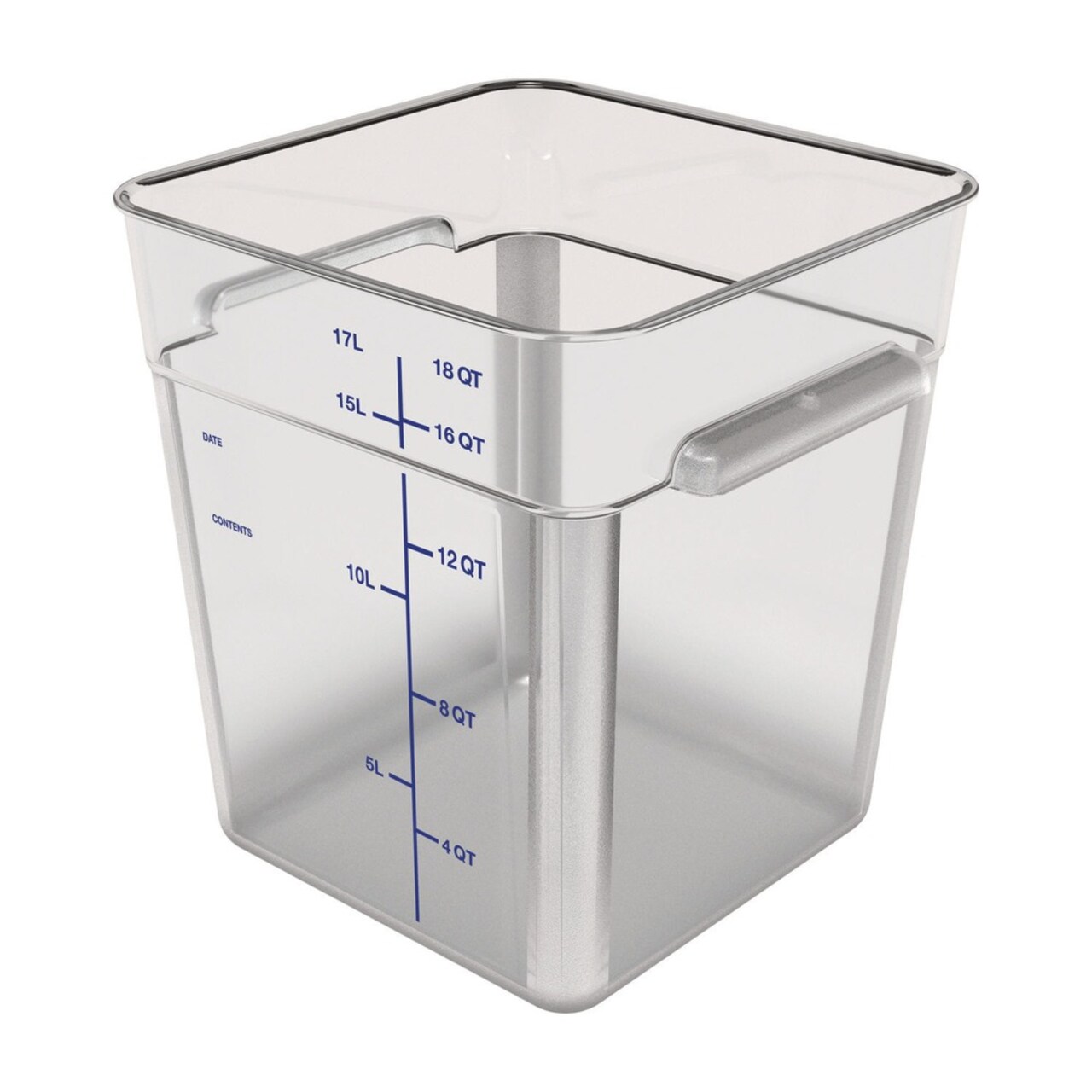 Carlisle 11.13 in. x 11.13 in. x 12.58 in. 18 qt. Squares Polycarbonate Food Storage Container - Clear